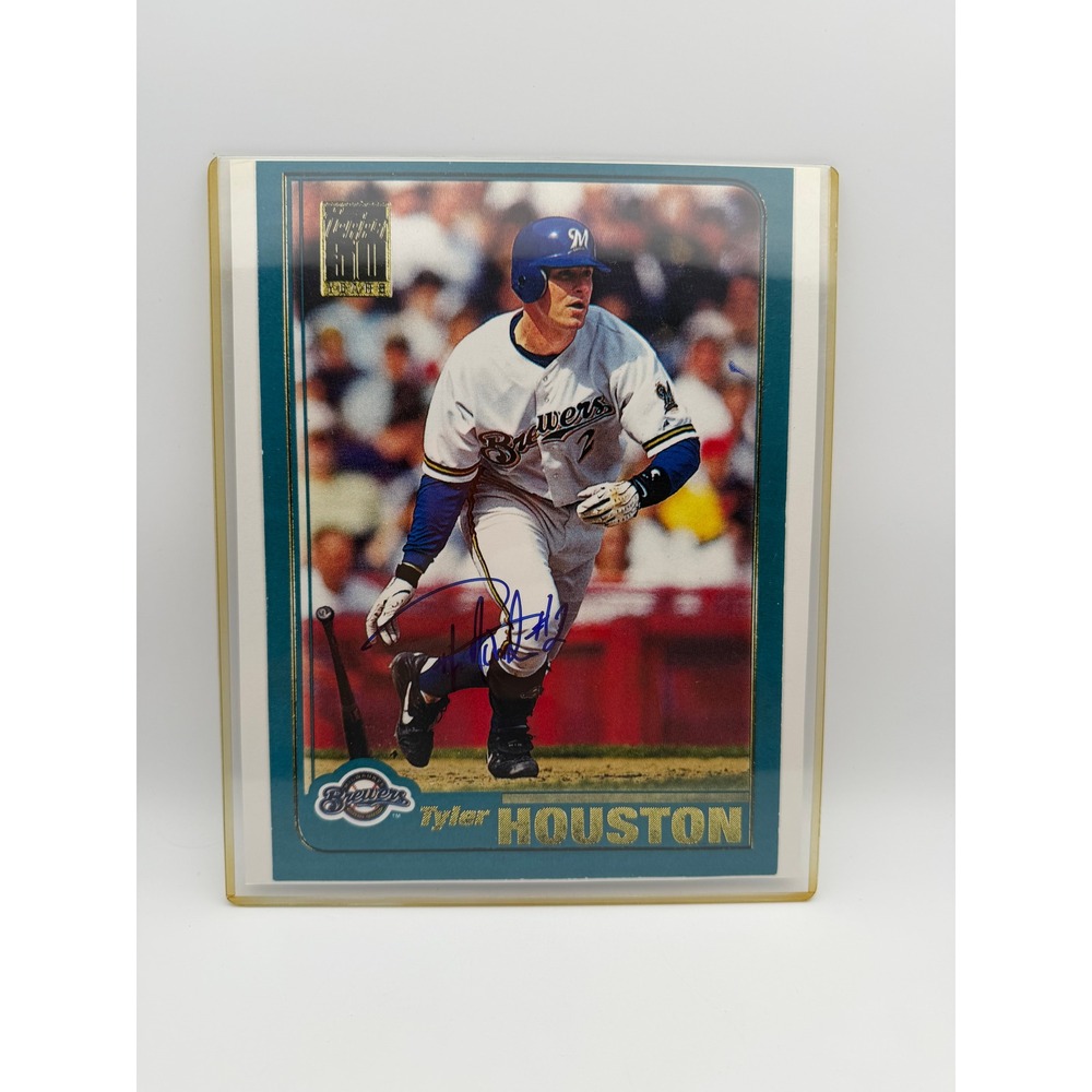 Tyler Houston Milwaukee Brewers Hand Signed 8x10 Topps Gold Label Reproduction